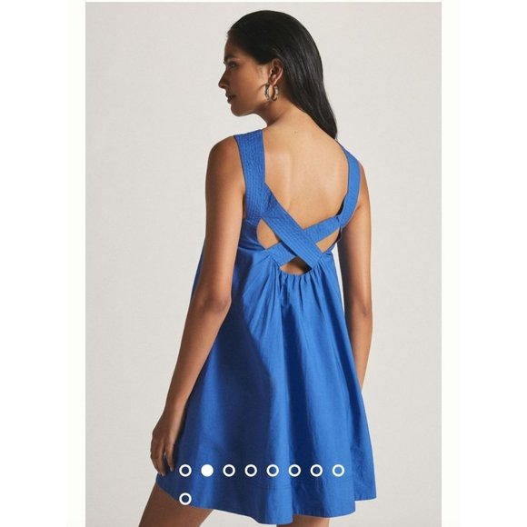 Anthropologie Maeve Cross Back Mini Dress Blue New Size - Picture 4 of 15